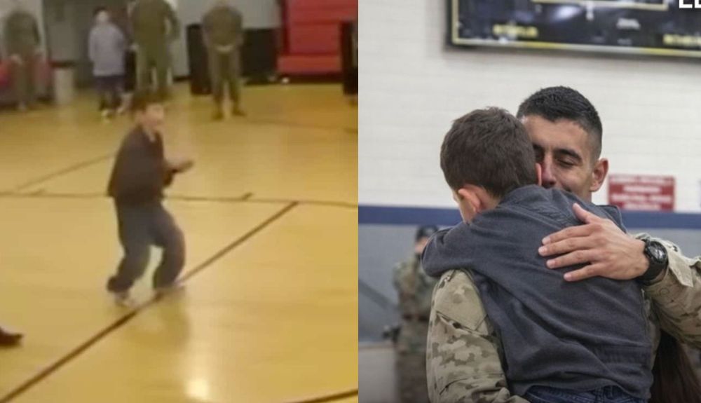 Alors qu’il ne pouvait pas marcher, ce garçon surprend son père militaire à son retour