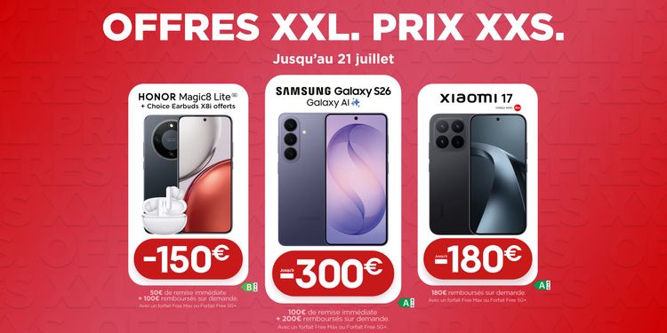 Galaxy S26, Xiaomi 17T, Pack Magic8 Lite : Retrouvez les offres XXL à prix XXS de Free