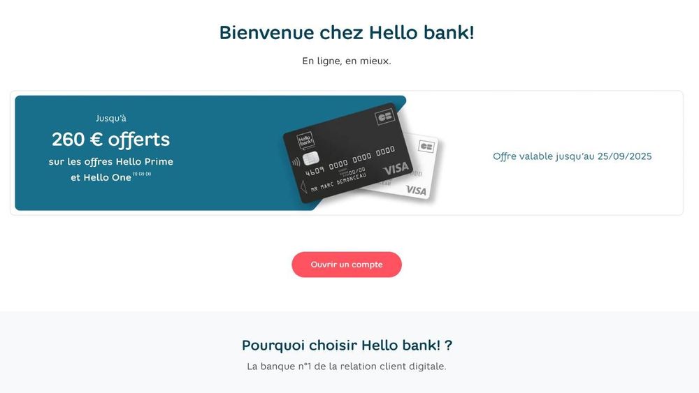 Hello bank ! : jusqu'à 260 euros offerts et un compte bancaire à prix cassé